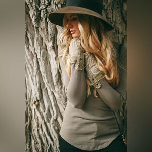 Free People Gray Long Sleeve Top